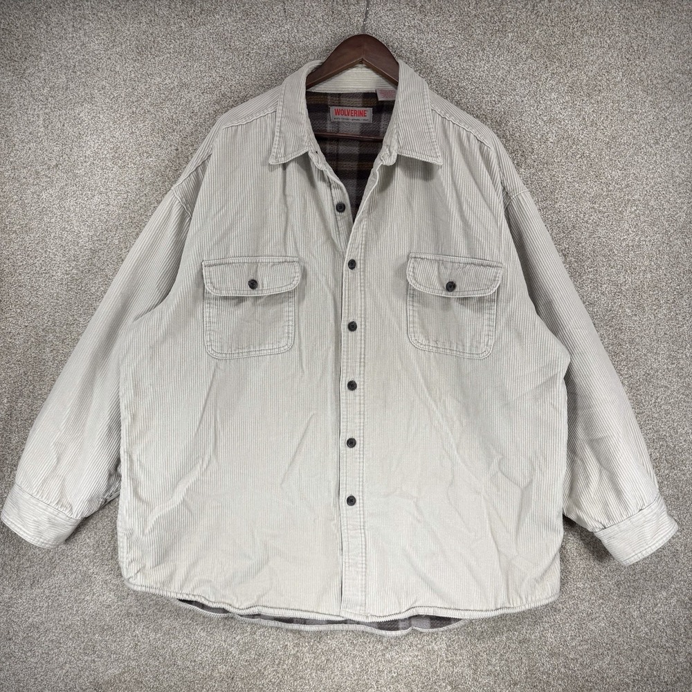 Wolverine Corduroy Jacket XXL Vtg 90s Collar Fleece Lined Work Coat Shacket
